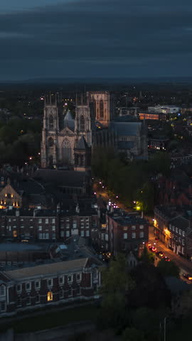 8-8-2022 York - Vertical Video of York, North Yorkshire, United Kingdom, Vertical Aerial View Shot