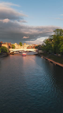 8-8-2022 York - Vertical Video of York, North Yorkshire, United Kingdom, Vertical Aerial View Shot