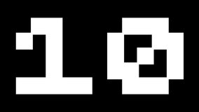 8 bit Retro Old Game Computer Countdown 10 to 0, white numbers o alpha background. Pixel grid typography design. Concept of technology, computer, game, sci fi, pixel art. - Powered by Shutterstock - Get 15% off with code: PIKWIZARD15