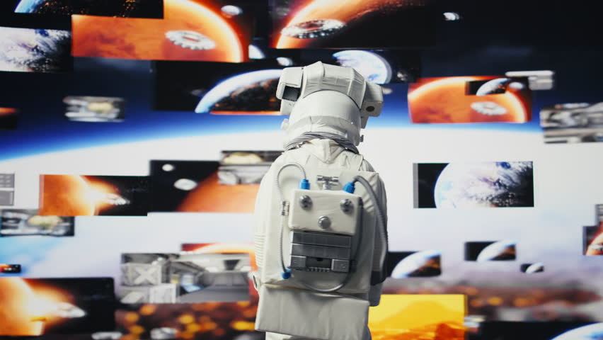 Space man on a cosmic journey mission surrounded by stars and the galaxy, showcasing surreal exploration. Male astronaut with suit and helmet travelling in the universe, outer space. Camera B. - Powered by Shutterstock - Get 15% off with code: PIKWIZARD15