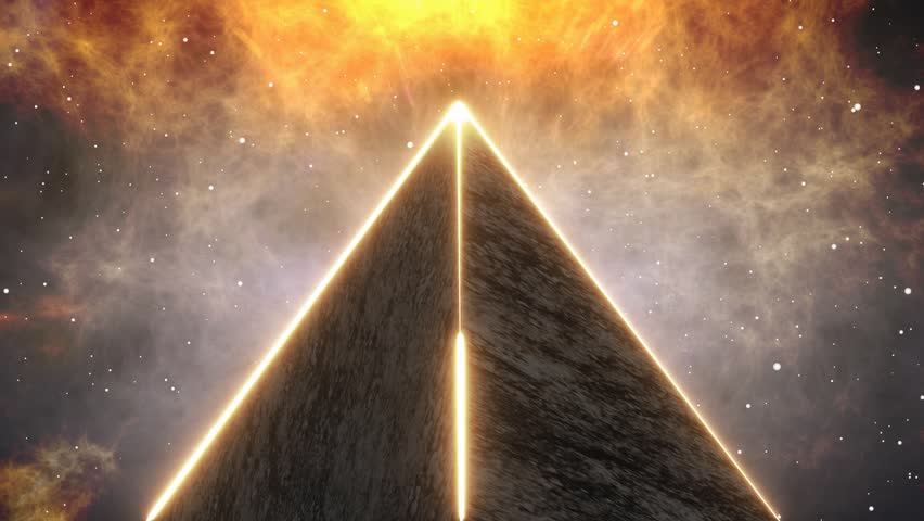 Pyramid with light line effect and bright night light