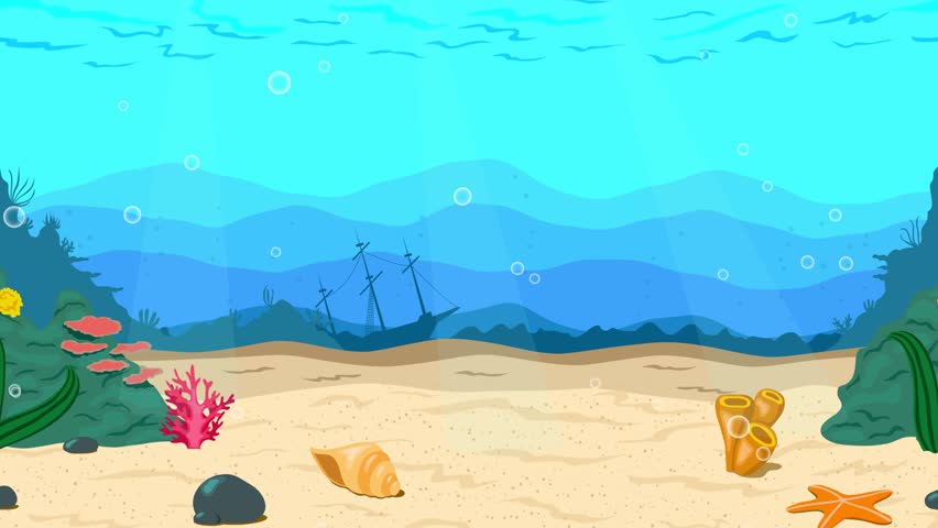 Cartoon Underwater scene looped 4K