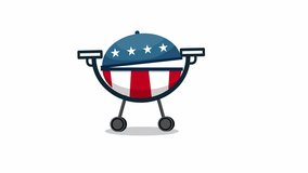 Cartoon barbecue grill with American flag design on clean white background - Powered by Shutterstock - Get 15% off with code: PIKWIZARD15
