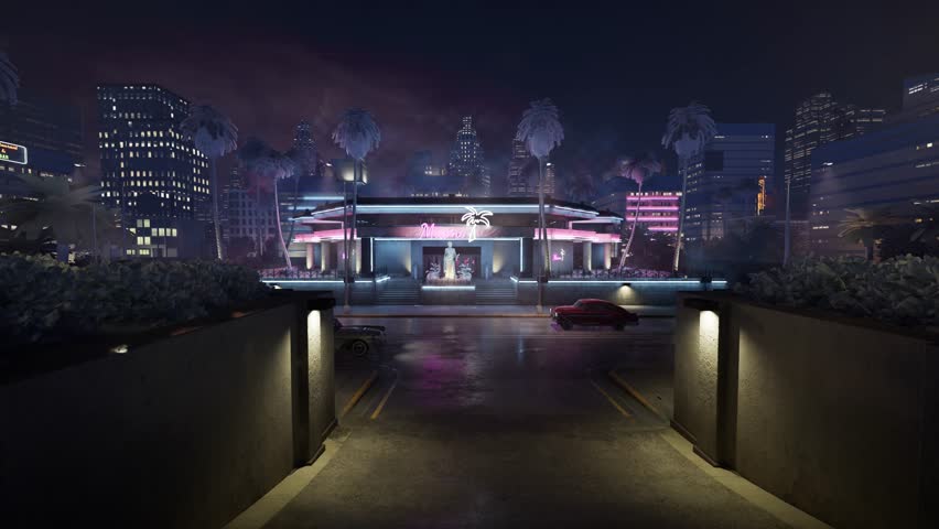 Retro Night Club in Miami Neon Style