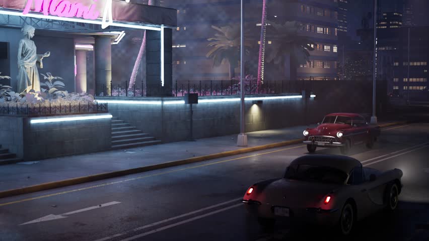 Retro Night Club in Miami Neon Style
