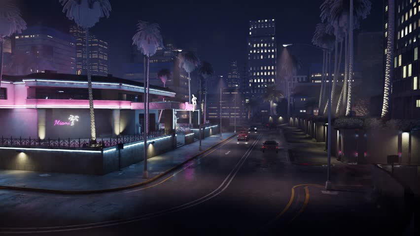 Retro Night Club in Miami Neon Style