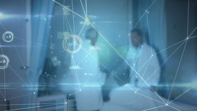 Female doctor tapping tablet screen and projecting medical overlay then swiping vital sign display. Medical, technology, innovation, healthcare, diagnostics, digital, patient - Powered by Shutterstock - Get 15% off with code: PIKWIZARD15