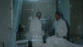 Hand placing tablet into teal grid and monitoring medical brain scan evolving into vital sign graph. Technology, innovation, healthcare, digital, data, analytics, futuristic - Powered by Shutterstock - Get 15% off with code: PIKWIZARD15