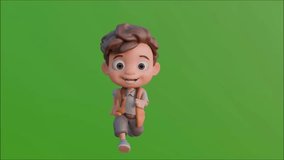 3D Cartoon Boy Running Animation – Front and Side View with Green Screen Background - Powered by Shutterstock - Get 15% off with code: PIKWIZARD15