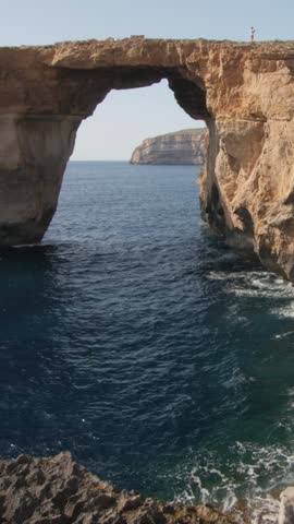 Gozo, Malta - 2016: Static view of the famed limestone arch before its collapse