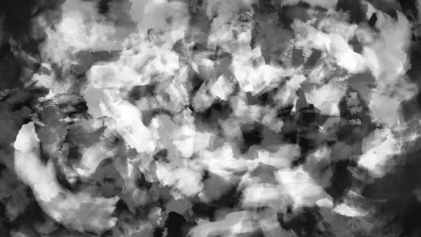 Quick paint strokes. 2D animation. Animated video clip. Black and white background.