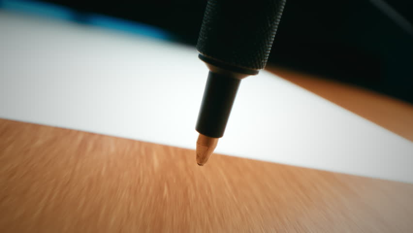 ballpoint pen writes on white paper