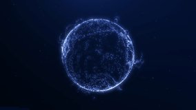 Glowing blue energy sphere pulsating with plasma and particles. Sci-fi digital orb on dark background. Futuristic seamless 4K 60FPS loop for motion design and tech visuals. - Powered by Shutterstock - Get 15% off with code: PIKWIZARD15