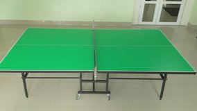 Two people engaged in competitive ping pong game on professional green table tennis court with orange ball during indoor recreational sport activity - Powered by Shutterstock - Get 15% off with code: PIKWIZARD15