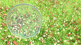 Liquid glass on flower bg nature able to loop endless 4k. 3D Illustration - Powered by Shutterstock - Get 15% off with code: PIKWIZARD15