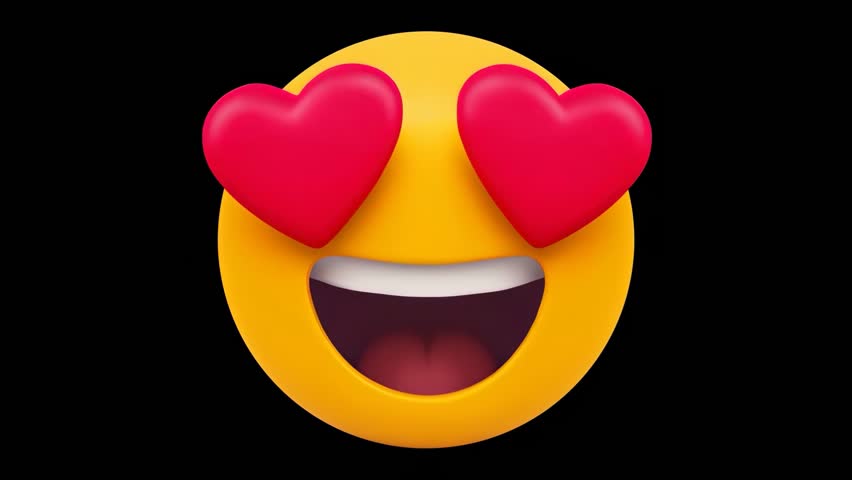 Smiling Heart Eyes Emoji 3D Animation in 4K – Cute Love Reaction Face