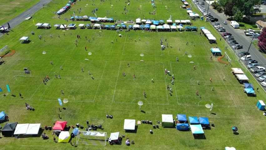 drone video clip of youth soccer tournament in Lewiston ID