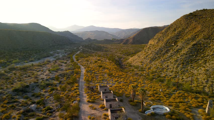 Aerial view of scenic Mission creek preserve in Southern California.