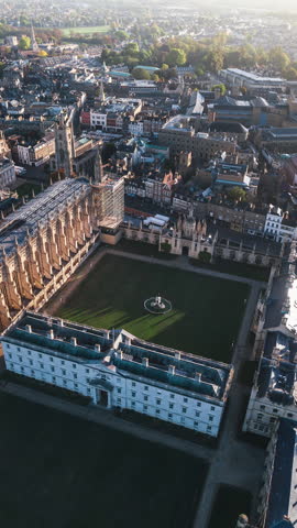 8-8-2022 Cambridge - Vertical Video of Cambridge, United Kingdom, Vertical Aerial View Shot