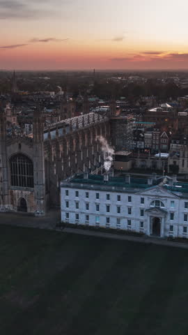 8-8-2022 Cambridge - Vertical Video of Cambridge, United Kingdom, Vertical Aerial View Shot