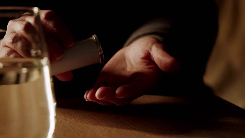 Pills and vitamins macro, Close up view of womans hands holding plenty of different drugs. Painkillers and antibiotics. Healthcare and medicine concept