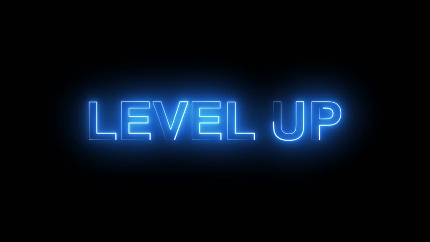 Level up neon text animation, on black screen 4k video. - Powered by Shutterstock - Get 15% off with code: PIKWIZARD15