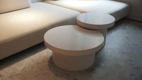 Round nesting coffee tables near modern sofa - Powered by Shutterstock - Get 15% off with code: PIKWIZARD15