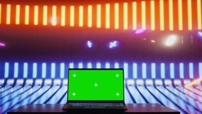 Trendy urban environment filled with neon lights and a chroma key screen, reflecting cyberpunk aesthetics for a digital concept rich in technology, neon glow and artistic street visuals. Camera B. - Powered by Shutterstock - Get 15% off with code: PIKWIZARD15