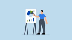 Financial data analysis report, 4k animation of Businesswoman presenting charts and diagrams on board at meeting. - Powered by Shutterstock - Get 15% off with code: PIKWIZARD15