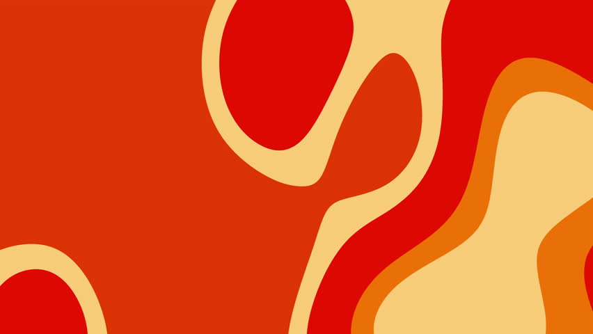 Abstract animation with red, orange, and beige shapes. Fluid, organic forms create a warm, vibrant visual.