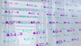 On startup 3D corridor advancing forward while data floats laterally visualizing analytics stream. Futuristic, data visualization, digital, abstract, immersive, high-tech, virtual environment - Powered by Shutterstock - Get 15% off with code: PIKWIZARD15