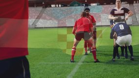 Hooker throwing ball in rugby lineout, lifters raising jumpers as striped jumper securing control. Athletics, teamwork, competition, strategy, motion, motion blur, outdoor - Powered by Shutterstock - Get 15% off with code: PIKWIZARD15