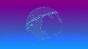 Wireframe globe rotating initiating data scrolling and hued circles emerging visualizing data flow. Futuristic, digital, abstract, technological, data visualization, neon, modern - Powered by Shutterstock - Get 15% off with code: PIKWIZARD15