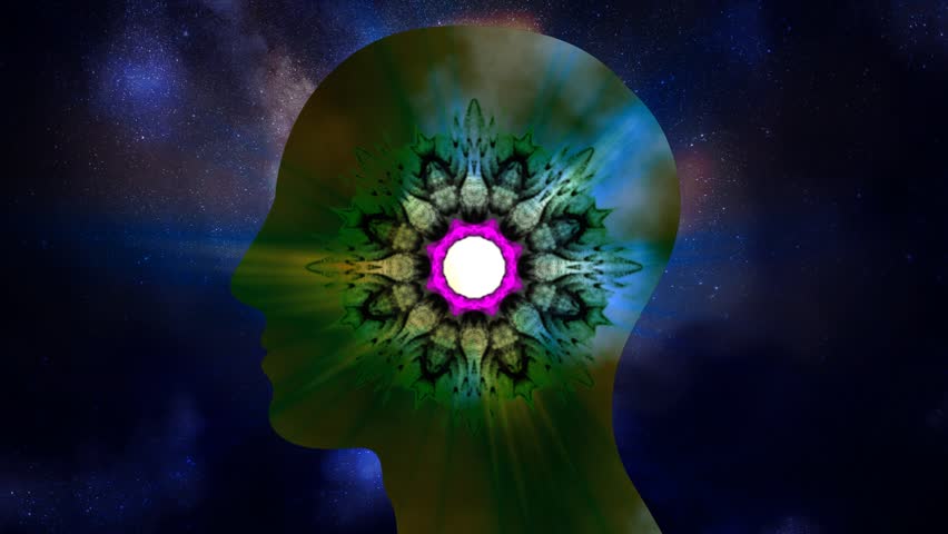 human head silhouette with abstract mandala effect