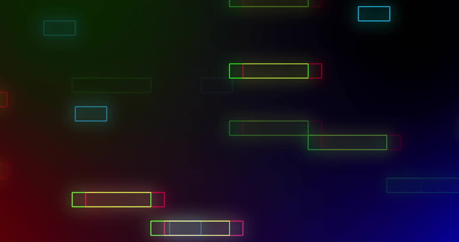 Drifting neon rectangles causing magenta and cyan particles pulsing visualizing abstract motion. Futuristic, digital, vibrant, abstract, kinetic, luminous, immersive