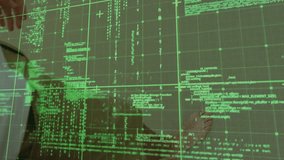 Right foot entering grid causing code shift, foot gliding code column, hand tapping, dragging code. Technology, digital, interface, holography, innovation, futuristic, cybersecurity - Powered by Shutterstock - Get 15% off with code: PIKWIZARD15