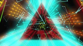 Glitching scan initiating pulsing red triangle converging particles then revealing LEVEL UP text. Futuristic, abstract, neon, digital, technology, core, dynamic - Powered by Shutterstock - Get 15% off with code: PIKWIZARD15