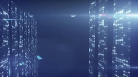 Red orb emerging neon grid forming behind sphere, towers glowing as colors intensifying for tunnel. Futuristic, cyberpunk, digital, holographic, neon, high-tech, abstract - Powered by Shutterstock - Get 15% off with code: PIKWIZARD15