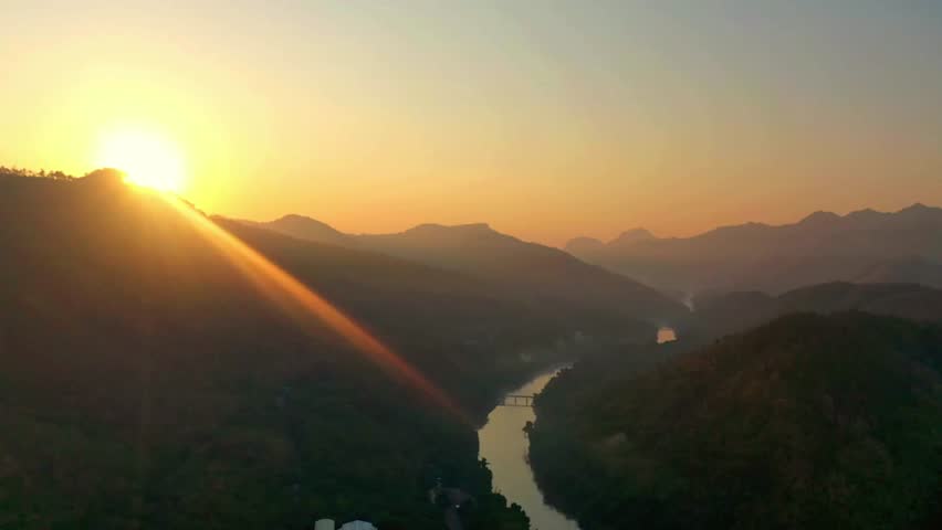 Majestic Sunrise Over River Valley Landscape