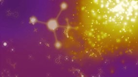Deep purple field starting glowing node clusters emerging golden cloud growing, drifting, balancing. Abstract, digital, futuristic, luminous, innovation, technology, connectivity - Powered by Shutterstock - Get 15% off with code: PIKWIZARD15