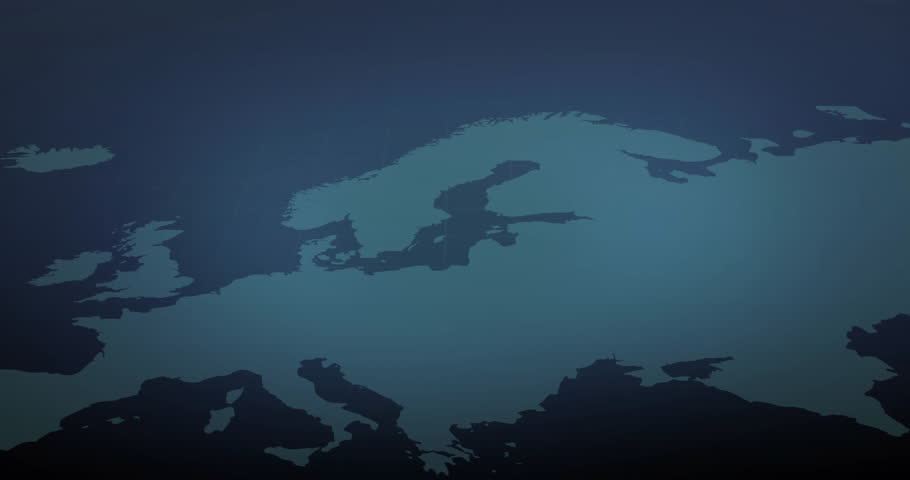 After map load, message icons and user avatars drifting across Europe, showing network growth. Connectivity, data, digital, technology, communication, network, innovation