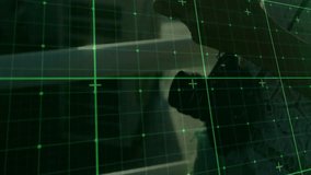 Female tapping smartphone by window, swiping screen and activating green grid overlay technology. Technology, innovation, interface, user interaction, urban, modern, digital - Powered by Shutterstock - Get 15% off with code: PIKWIZARD15