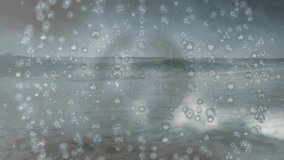 digital icons emerging from ocean edges coalescing into rotating vortex forming feedback loop. Seascape, technology, abstraction, motion, connectivity, tranquility, digitalart - Powered by Shutterstock - Get 15% off with code: PIKWIZARD15