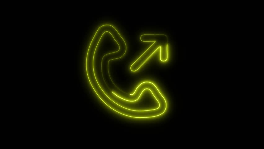 Neon Out Call icon isolated on black background HD Video motion graphic animation