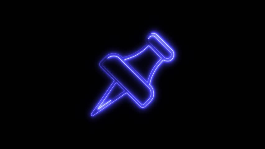 Neon Pin icon isolated on black background HD Video motion graphic animation