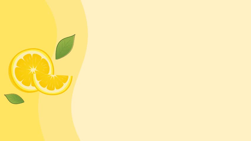4K Summer Lemon Slice Looping Background with Blank Space. Minimal 4K looping animation with lemon slices and soft yellow gradient. Perfect for summer themes, promos, or text overlays.