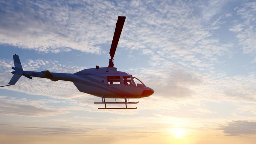 Helicopters flying overhead and in the sky