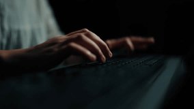 Hands Typing on Keyboard with Big Data Concept Overlays and Analytics Visuals in Dark Environment. Asymptotic smart data analytic. - Powered by Shutterstock - Get 15% off with code: PIKWIZARD15