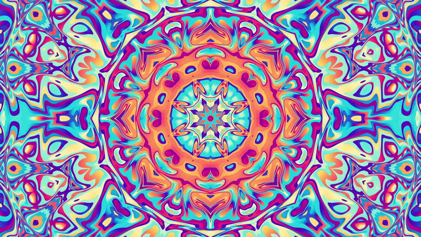 Geometric wavy pattern kaleidoscope retro circle pattern mosaic background. Classic loop mandala.