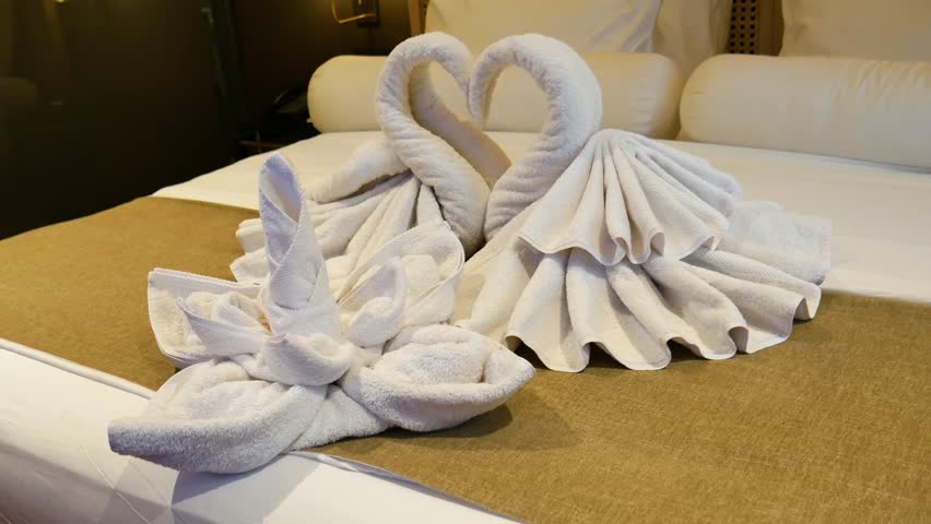 towels created for hotel guests. towel art